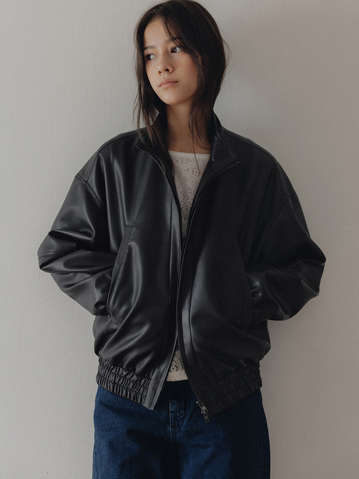 Leather Overfit Blouson Jacket [BLACK] | ファッション通販