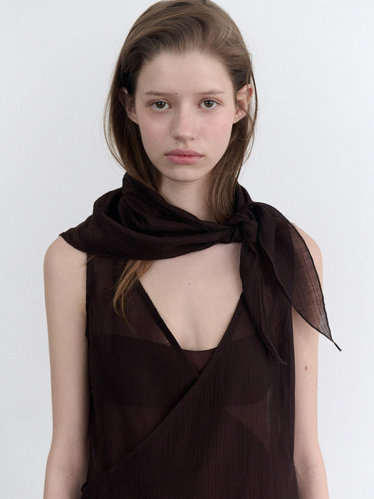 Scarf layered dress (brown)