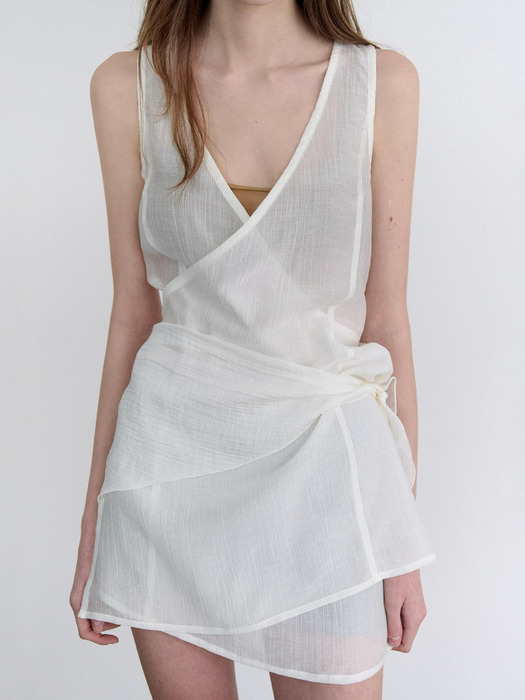 Scarf layered dress (ivory)