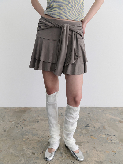 Amalfi ruffle wrap skirt (mocha)