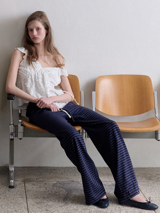 Hasta stripe banding pants (navy)