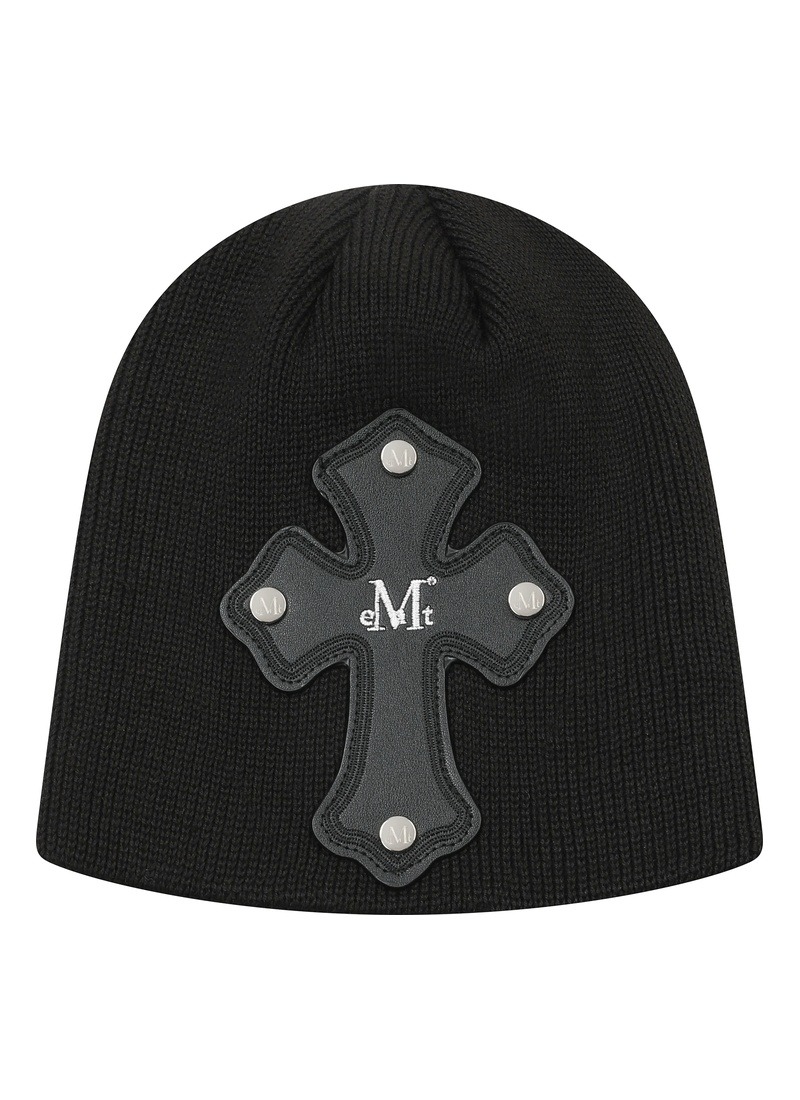 KORN CROSS LEATHER PATCH BEANIE UNISEX