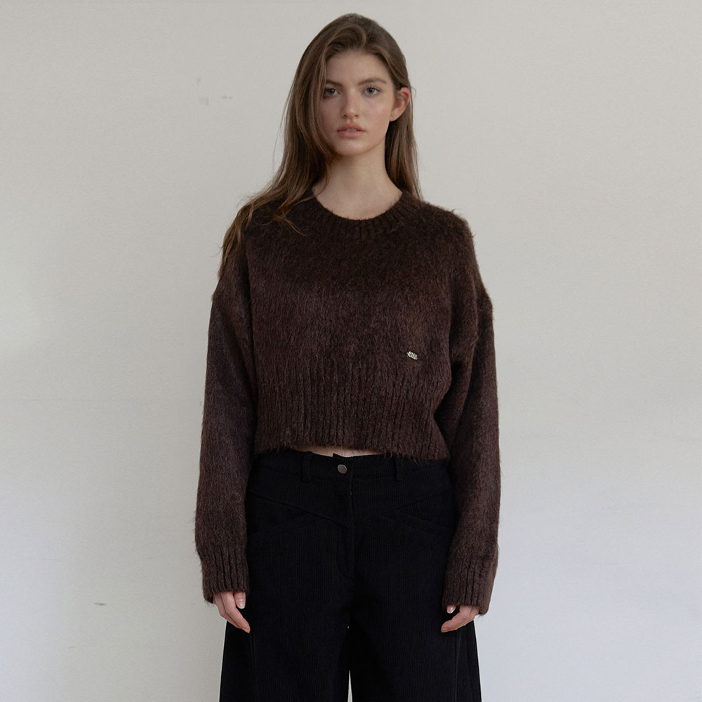 K-POPアイドル着用] COZY WOOL OFF SHOULDER KNIT (BROWN