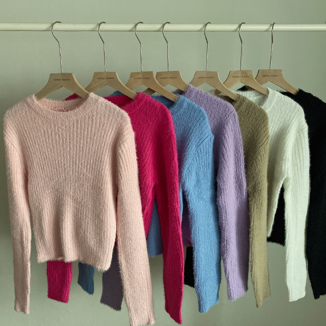 クロップドリブスリム長袖ニットTシャツ | ファッション通販サイト NUGU