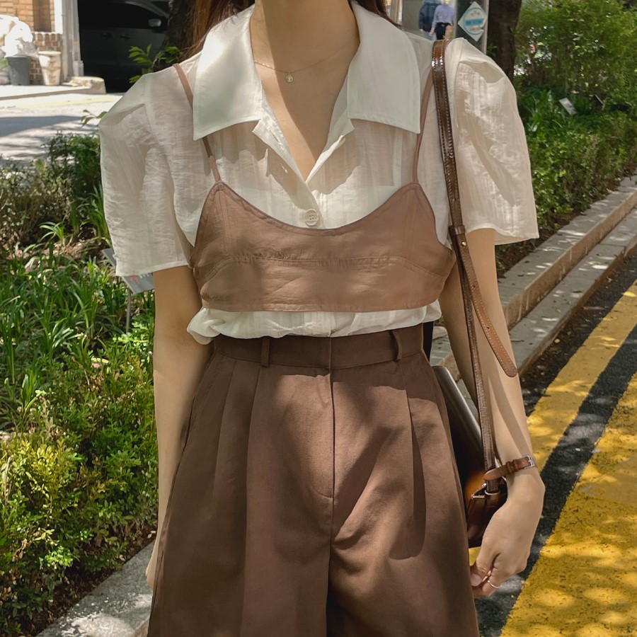 [肩紐調節可能] バッグバンディングステッチビスチェ(3color)