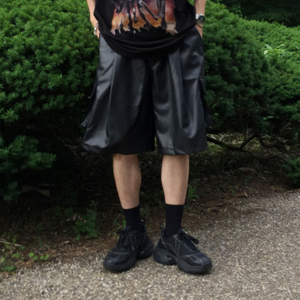 Mijko opium y2k ハーフパンツ レザー グレー バギーショーツ パンツ y2k opium baggy shorts グレー - メルカリ