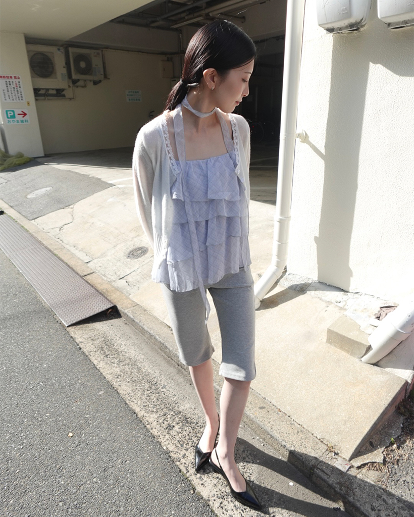 カンカンチェックタイセットノースリーブブラウス