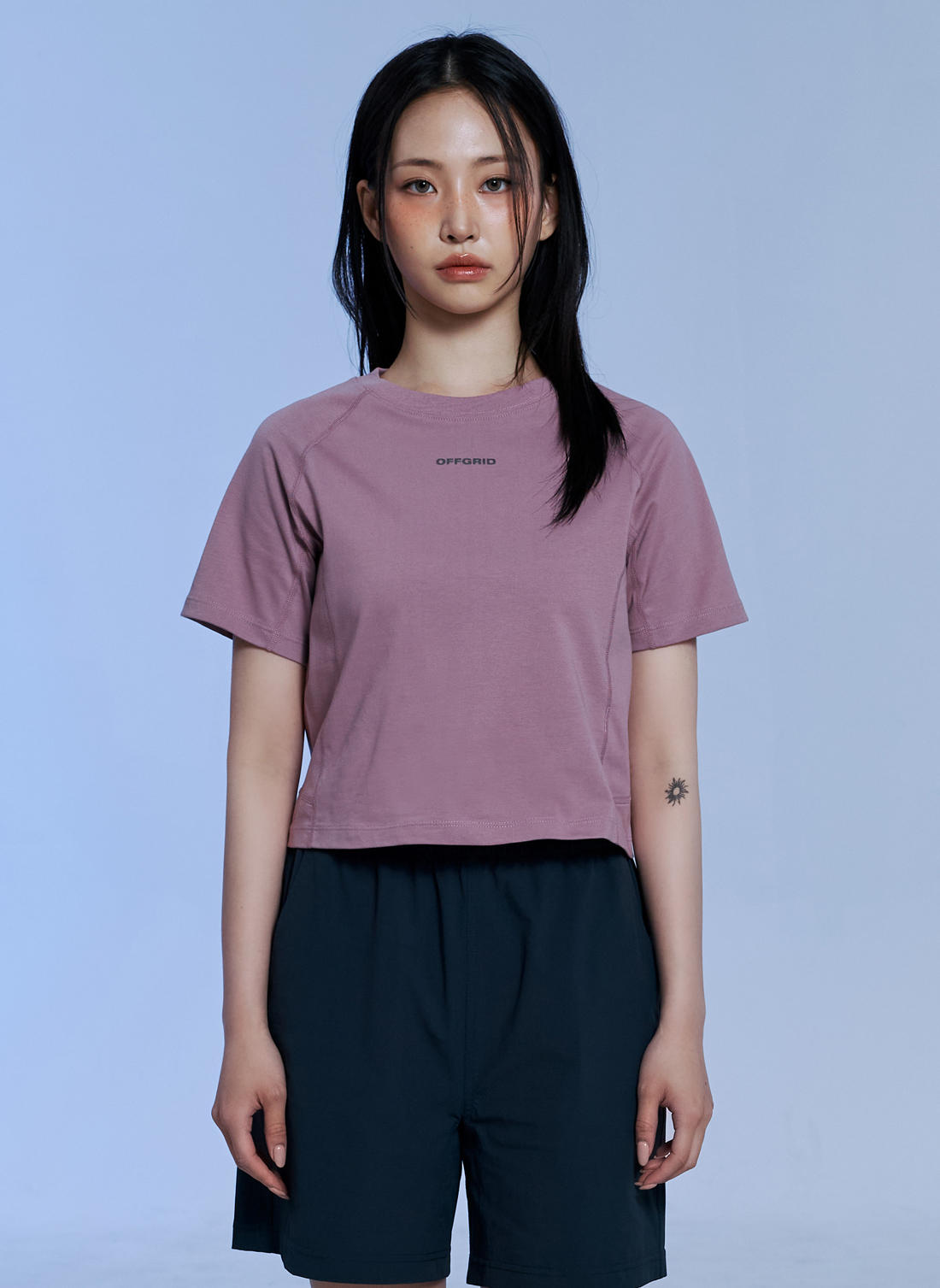 W BREEZEX AEROCOOL CROP SHORTSLEEVE-DUSTY PINK