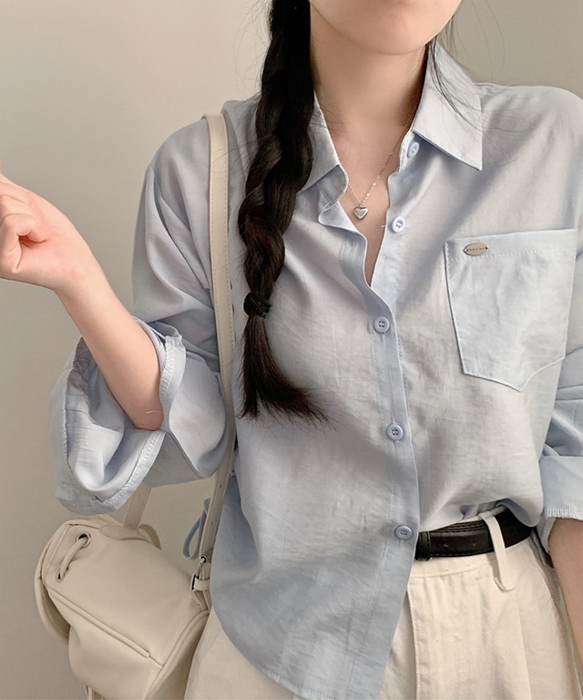 (4color)シャーリングクロップドシャツ