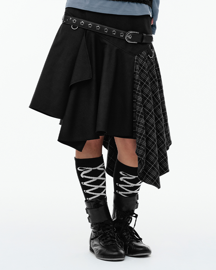 LAYERED ASYMMETRIC SKIRT [BLACK] | ファッション通販サイト NUGU