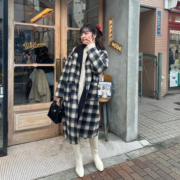 チェックロングコート | ファッション通販サイト NUGU