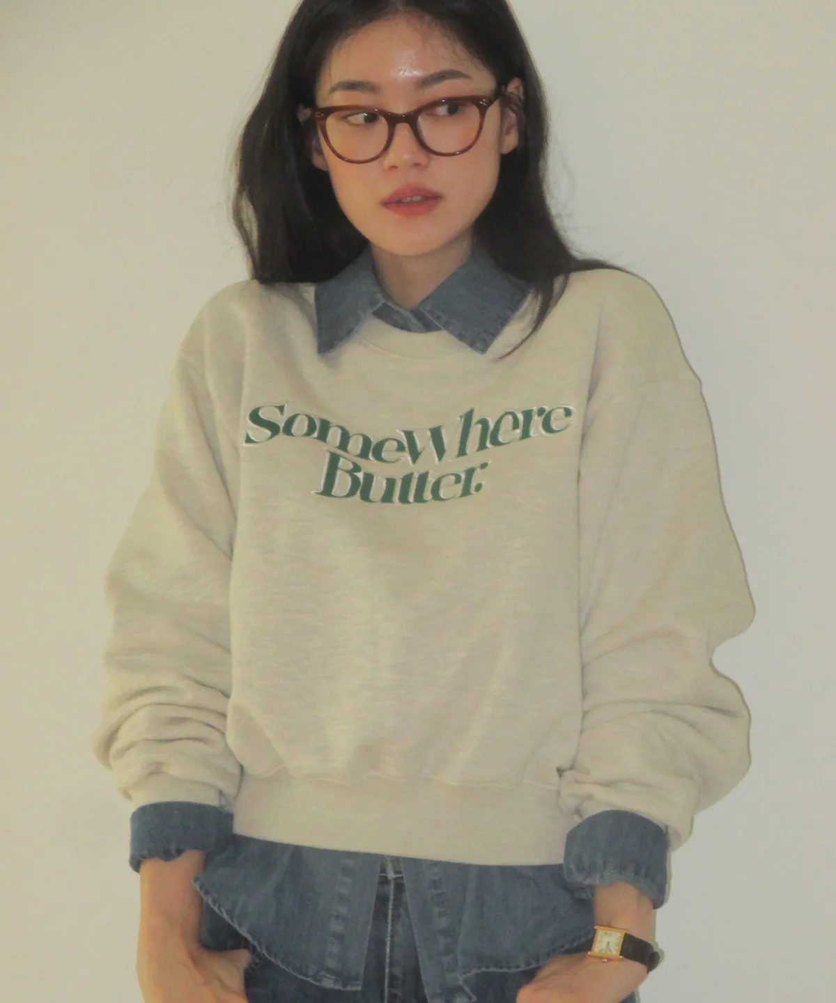 new wave logo sweatshirt - oatmeal