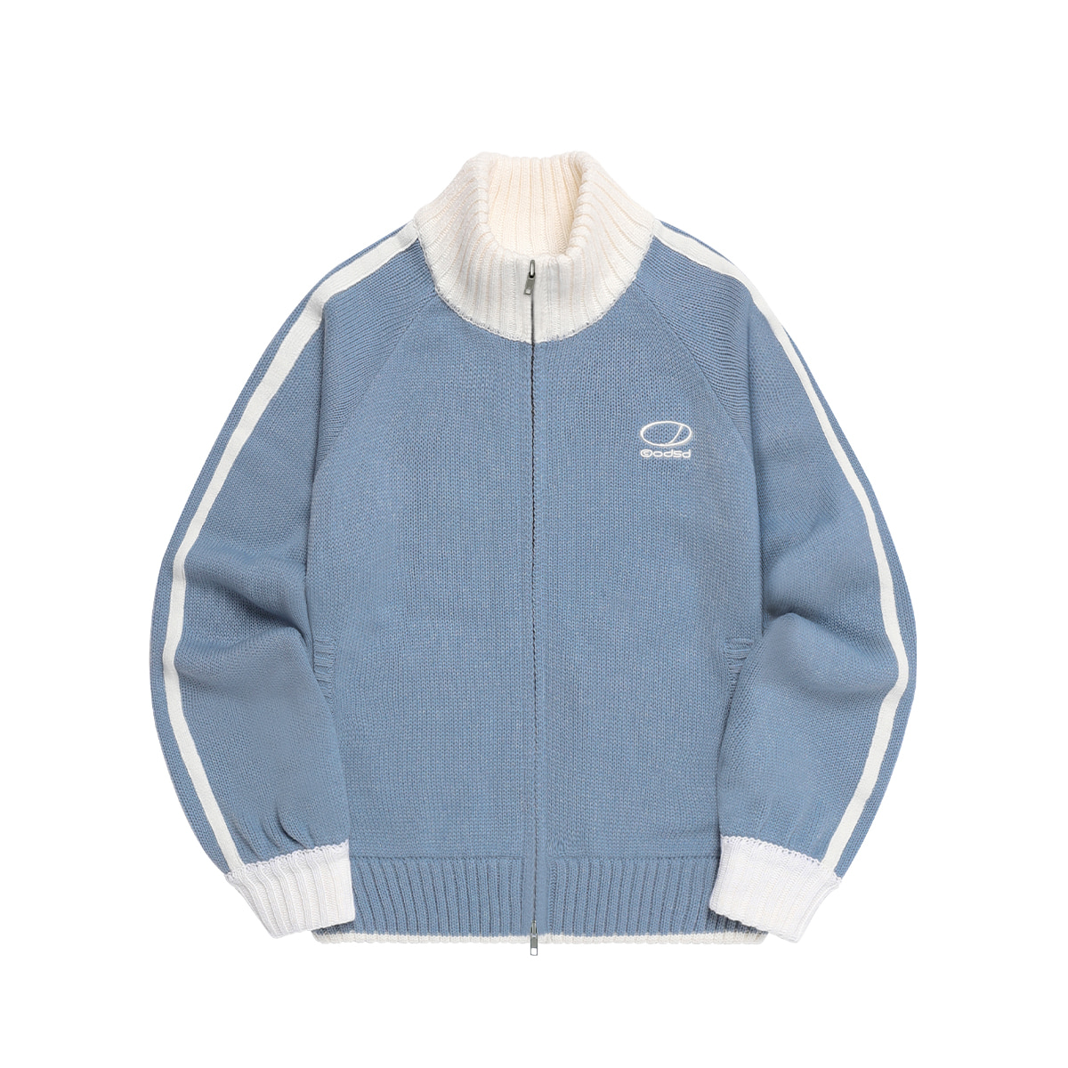 ODDSTUDIO Track Crop Knit Zip-Up- チャコール Sporty Track Semi Crop Knit Zip-Up - CHARCOAL | ファッション