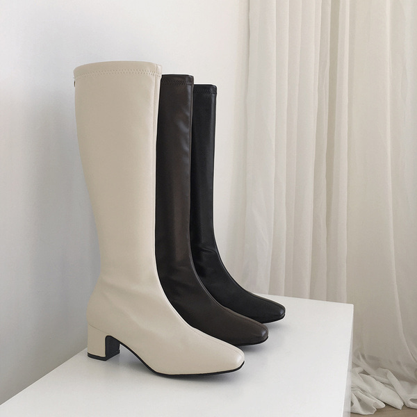 ベーシック/ファー]2TYPEスクエアロングブーツ(5cm) | ファッション