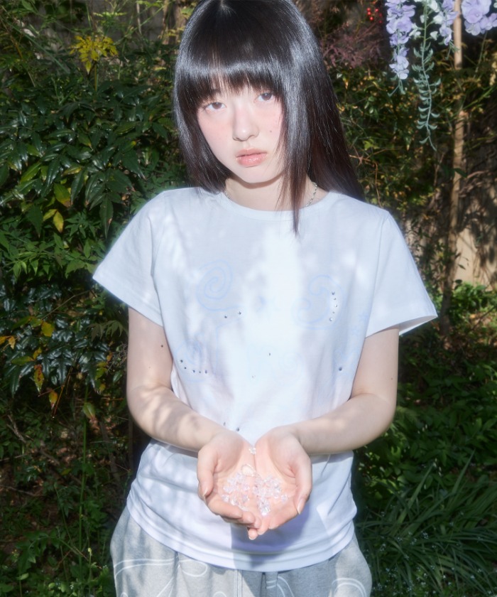 GLITER MAZY LOGO TEE (WHITE) F25QB125