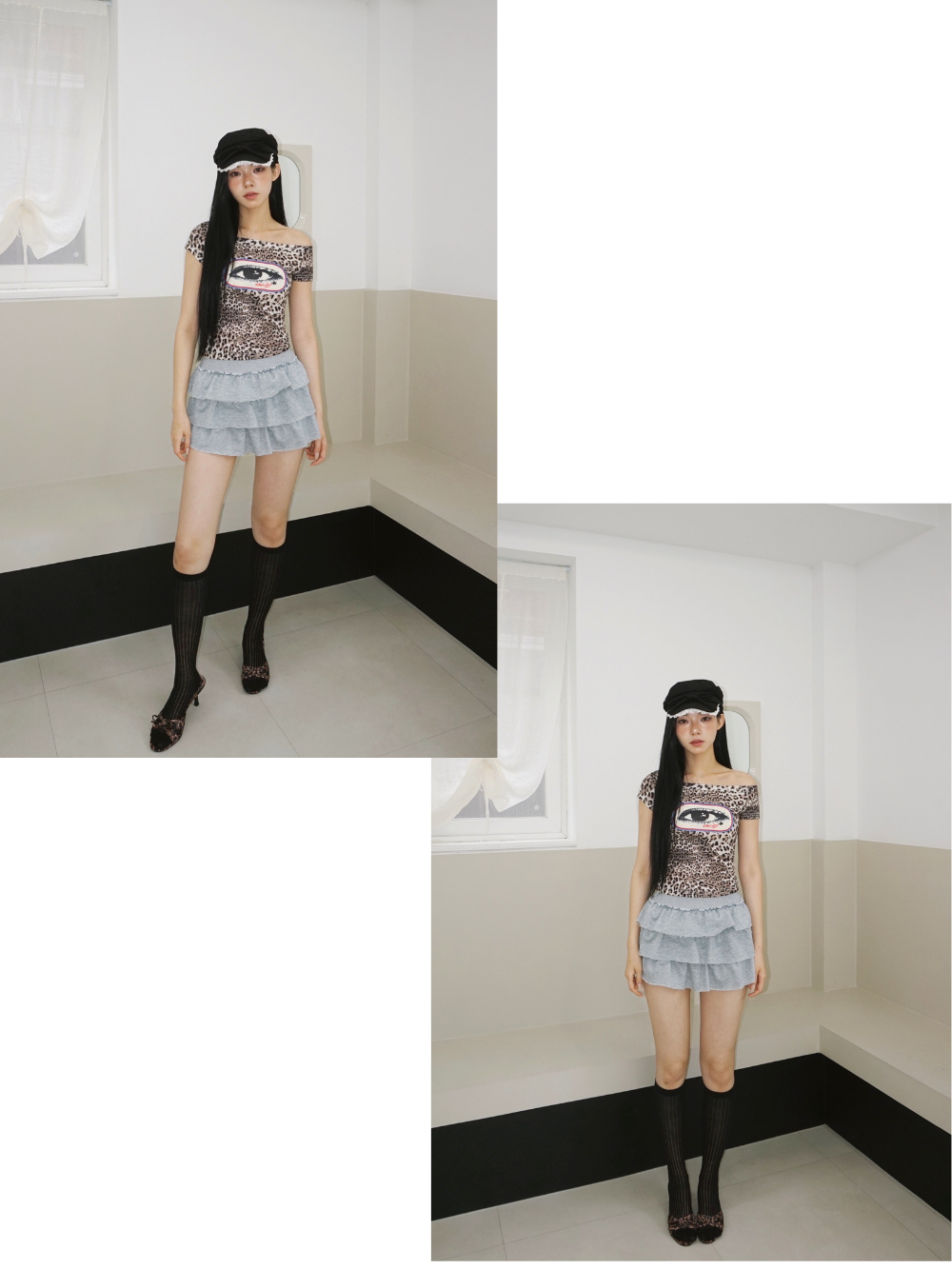 andwang グレー フリル ミニスカート coming soon) Kirakira frill culotte mini skirt (gray)