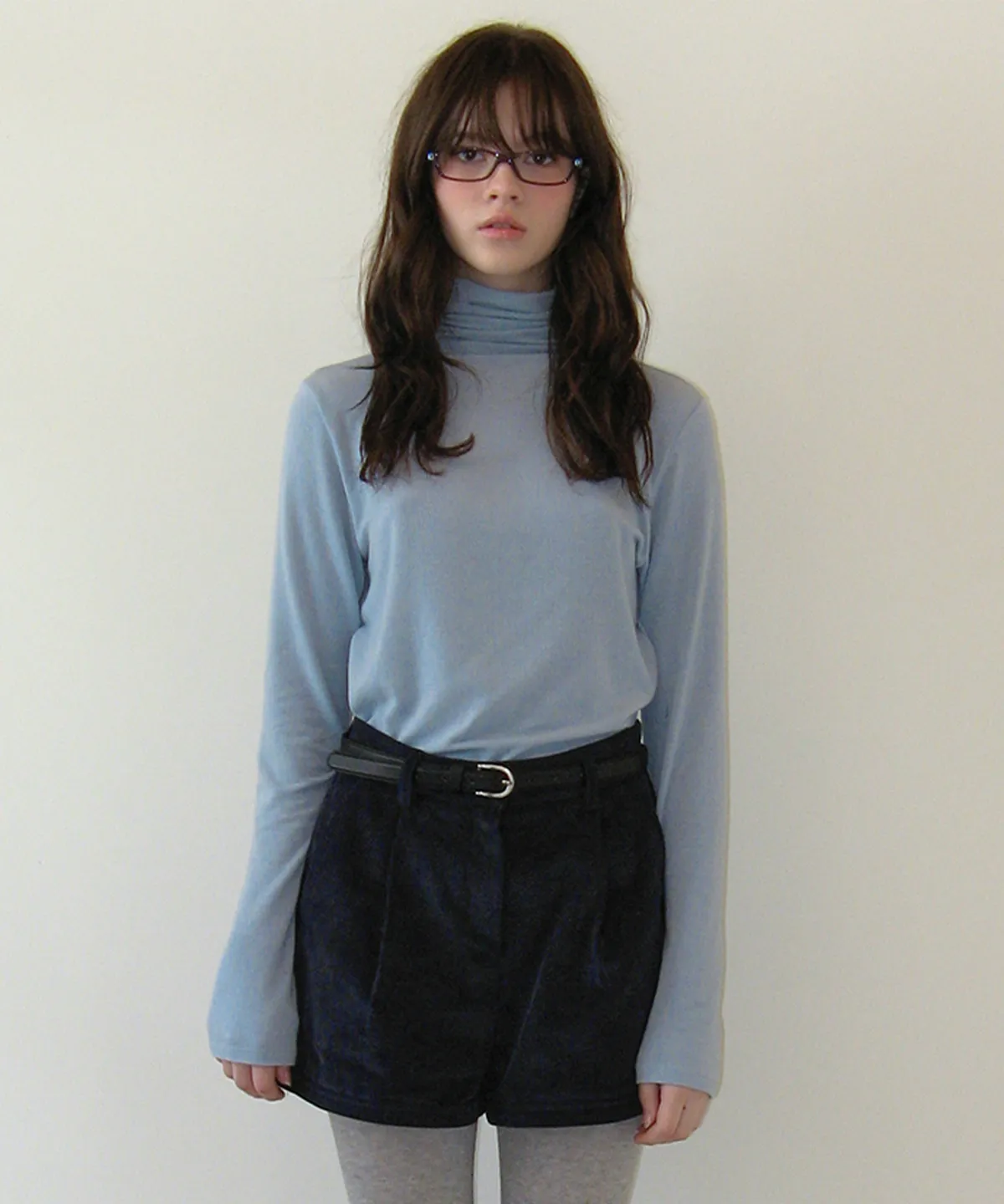turtleneck logo top - light blue