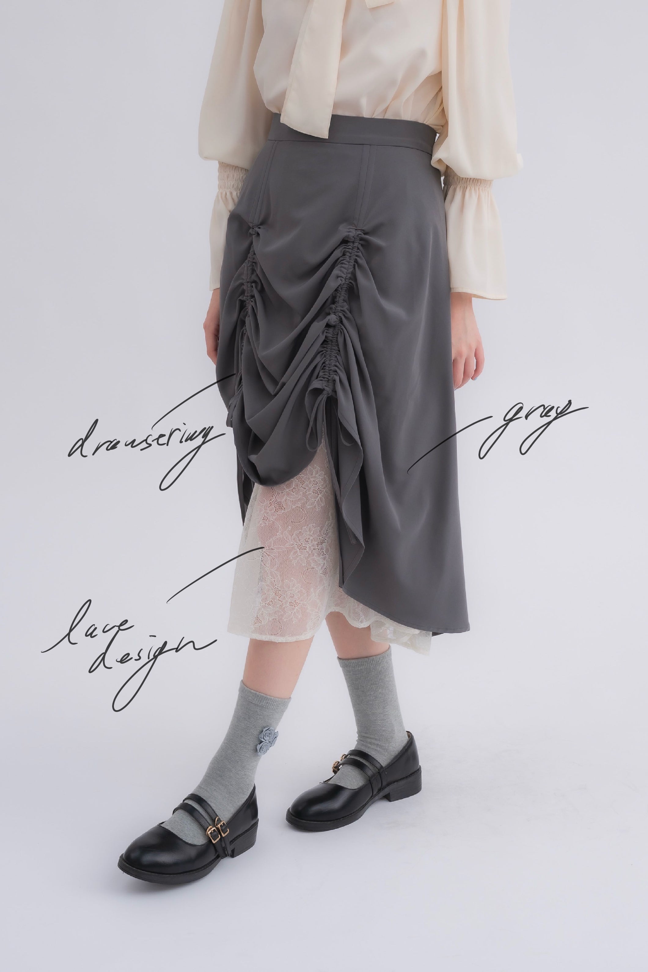 【未使用品】DELICE デリス スカート L レディース ベージュ系 透け感 lace layered drawstring skirt (NEW COLOR) | ファッション通販