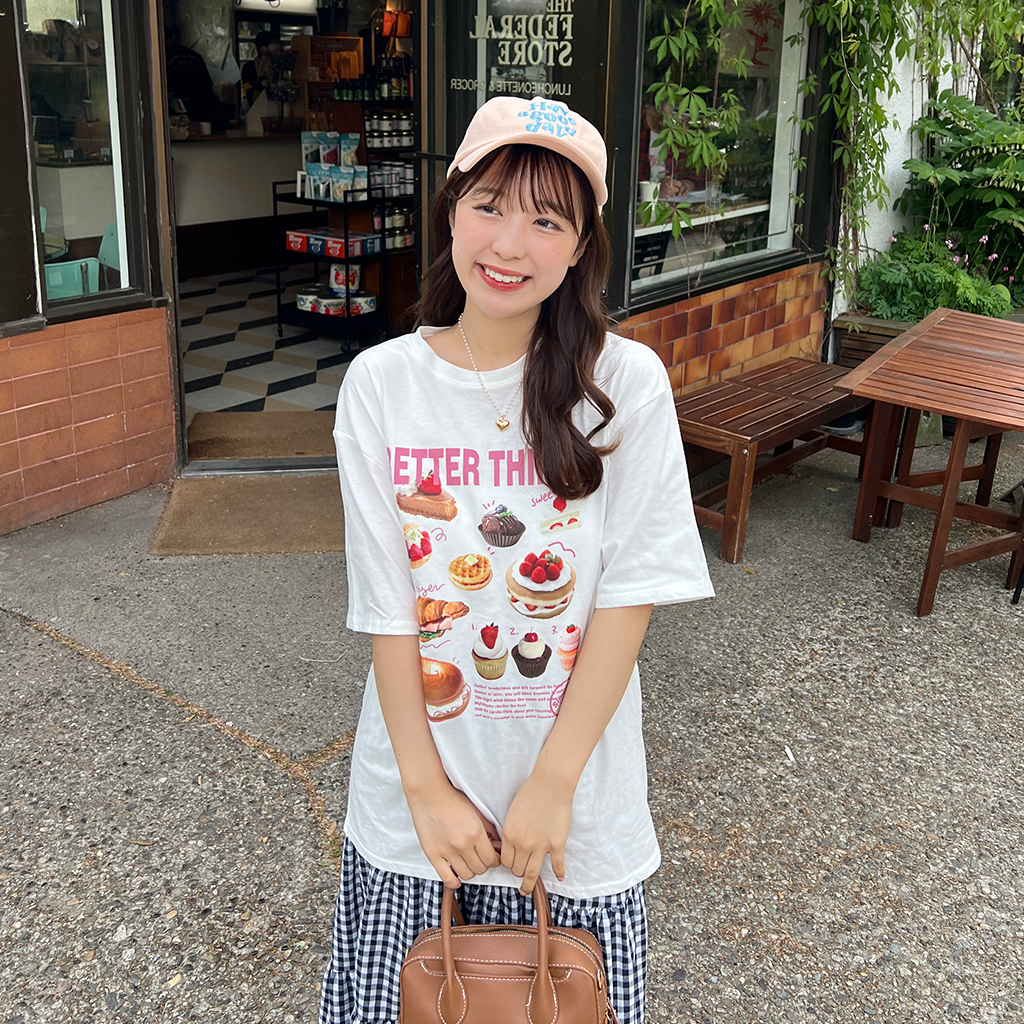 サ*ナ様 MUSUBORE オイスタープリント 半袖Tシャツ musubore tシャツ pleatsed print tops / プリーツプリント