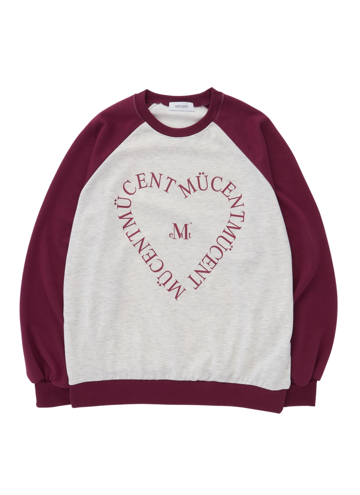 【MUCENT】 SIGNATURE BIG LOGO RAGLAN MTM /追跡付 レザーポイント シグネチャー ユニセックススウェット (2Color