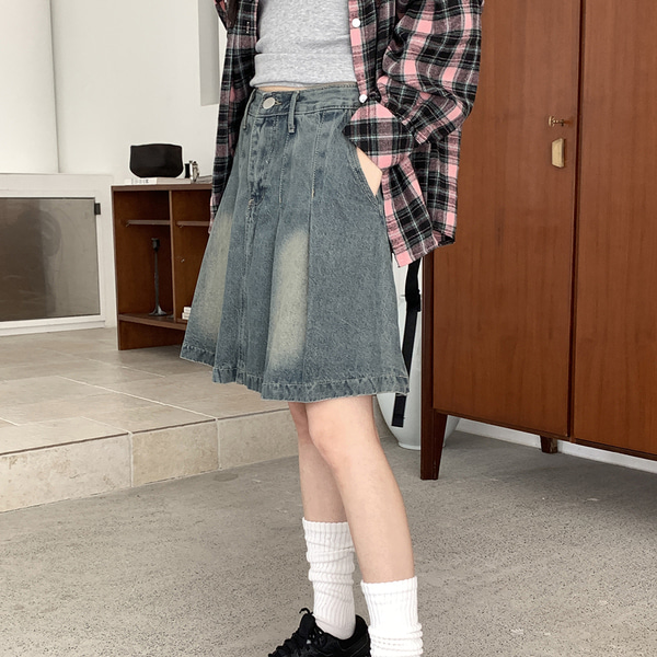 プリーツスカートデニムミドル丈スカート | ファッション通販サイト NUGU
