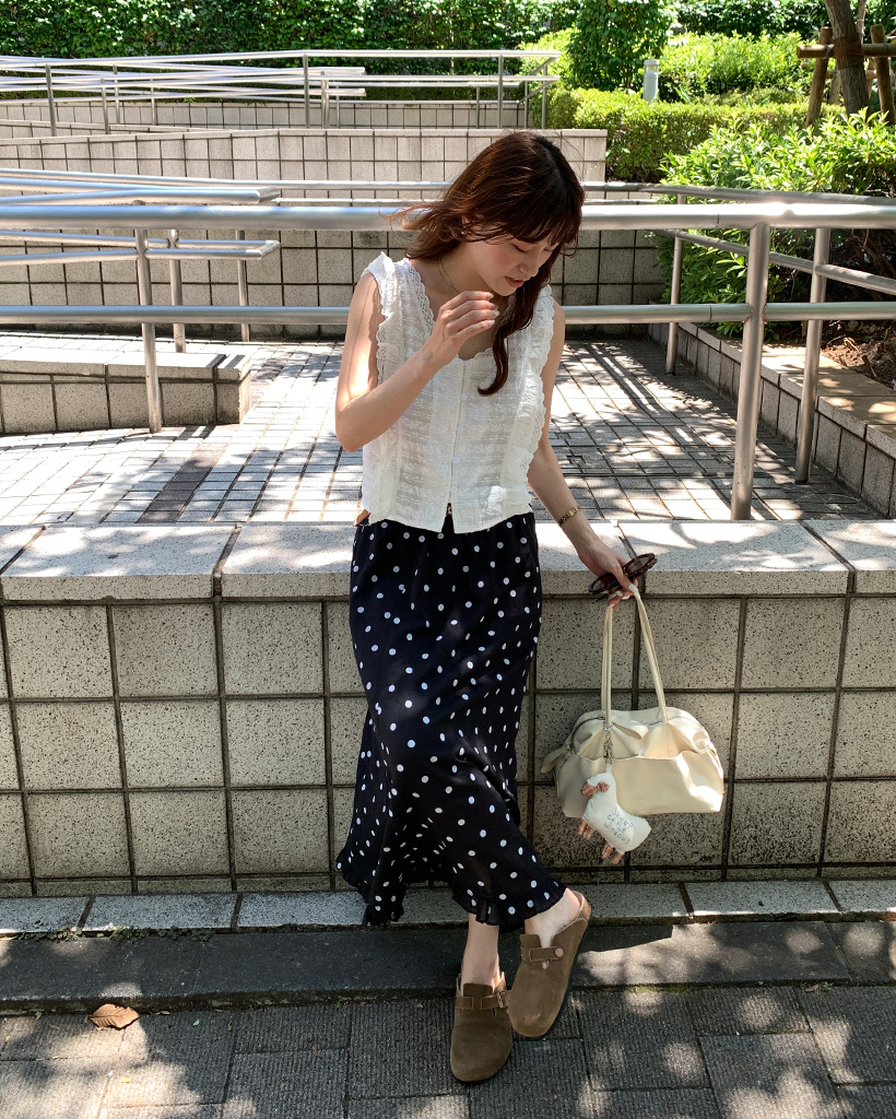 ドットフリルロングスカート | ファッション通販サイト NUGU