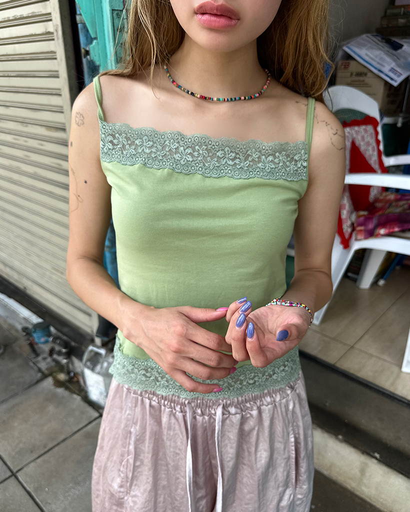 ワイドレーススクエアネックキャミソール