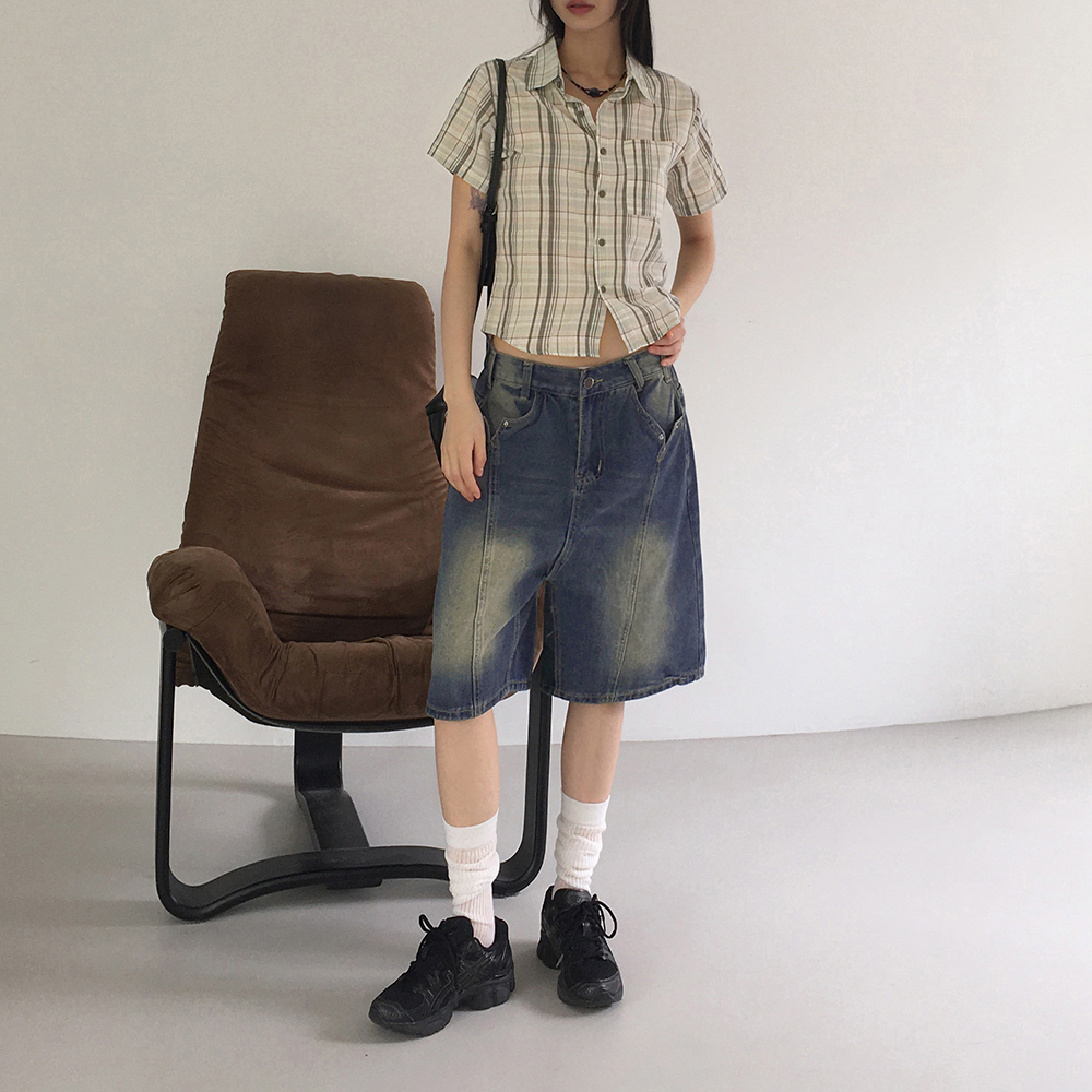スリットウォッシュ5分丈デニムハーフパンツ | ファッション通販