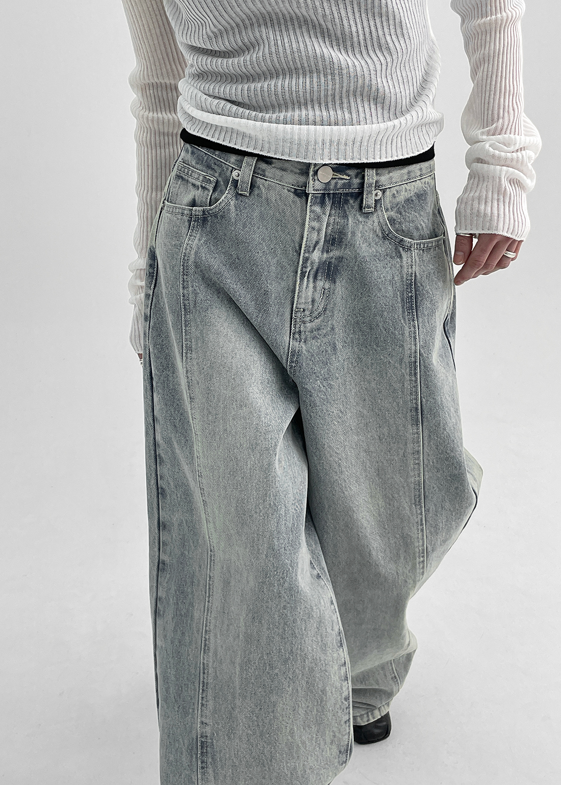 original] ケッツースリットワイドデニムパンツ | ファッション通販