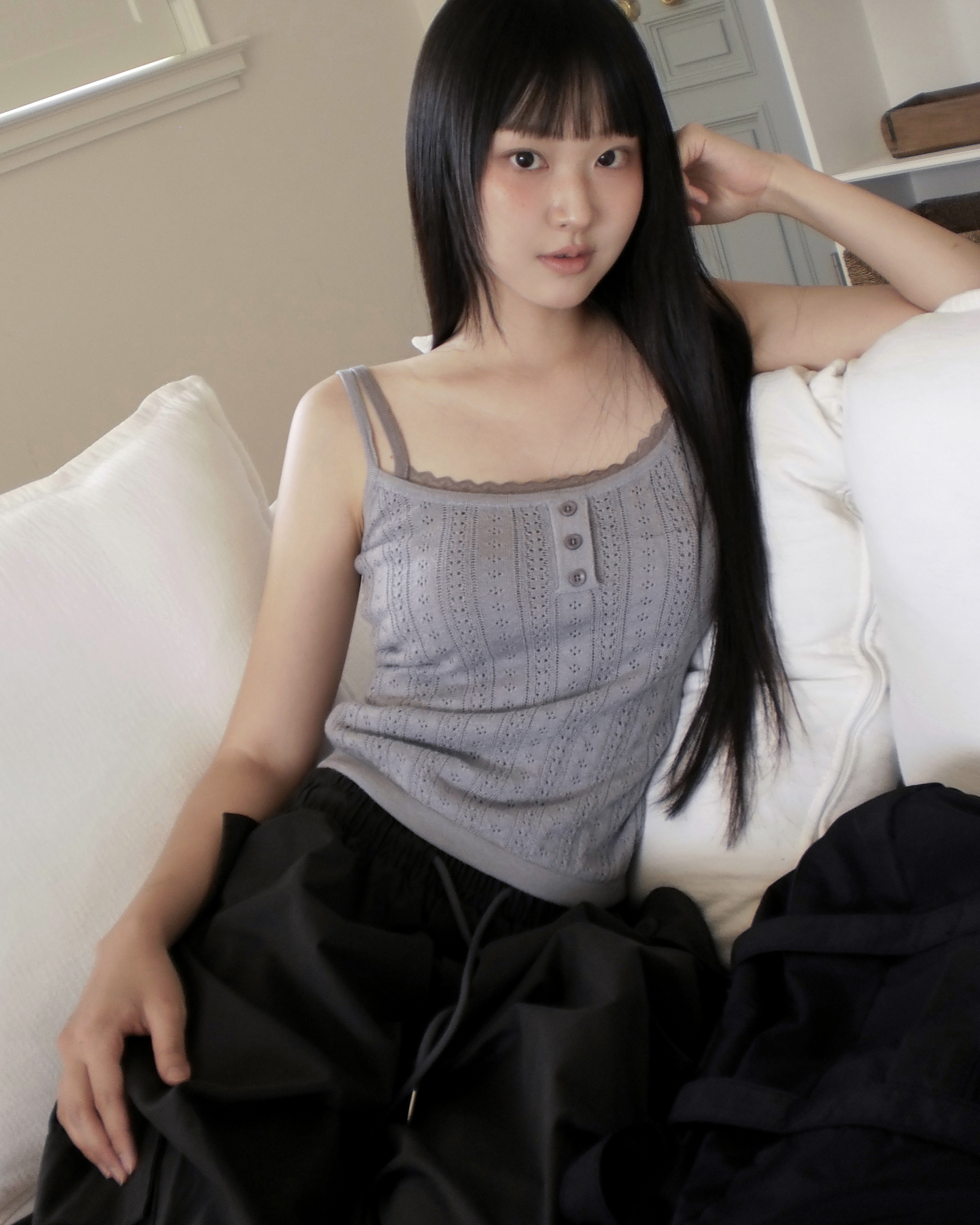 CHANEL パンチングノースリーブニット 38 CHANEL パンチングノースリーブニット 38