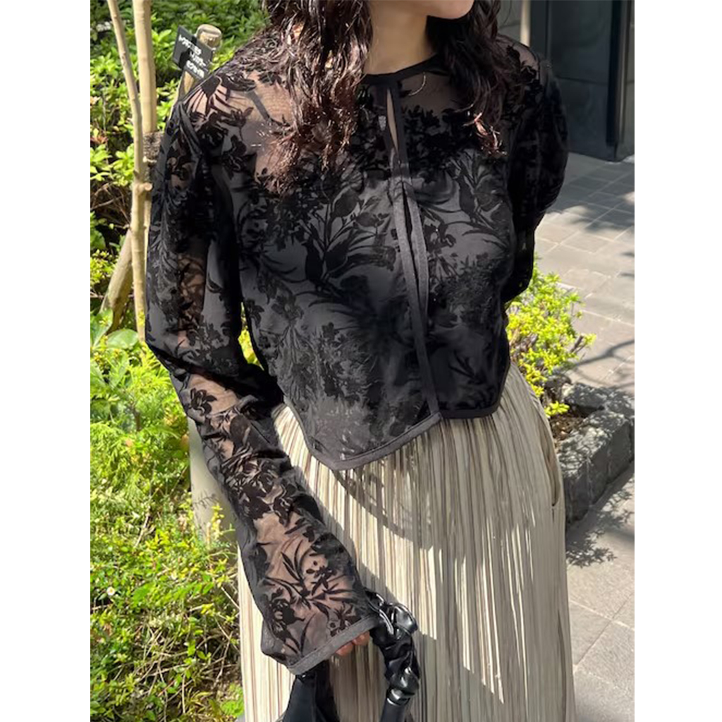 # トリココムデギャルソン　日本製　起毛花柄　シアー　ニット　トップス トリココムデギャルソンtricot COMME des GARCONS 花柄