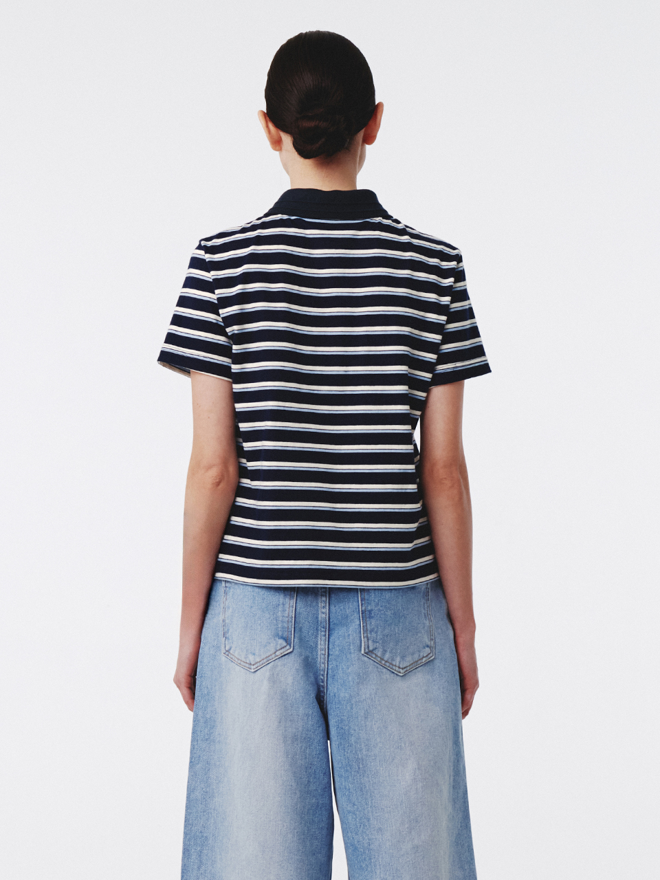 ぴろページ Stripe Cotton Polo Shirt Navy | ファッション通販サイト NUGU