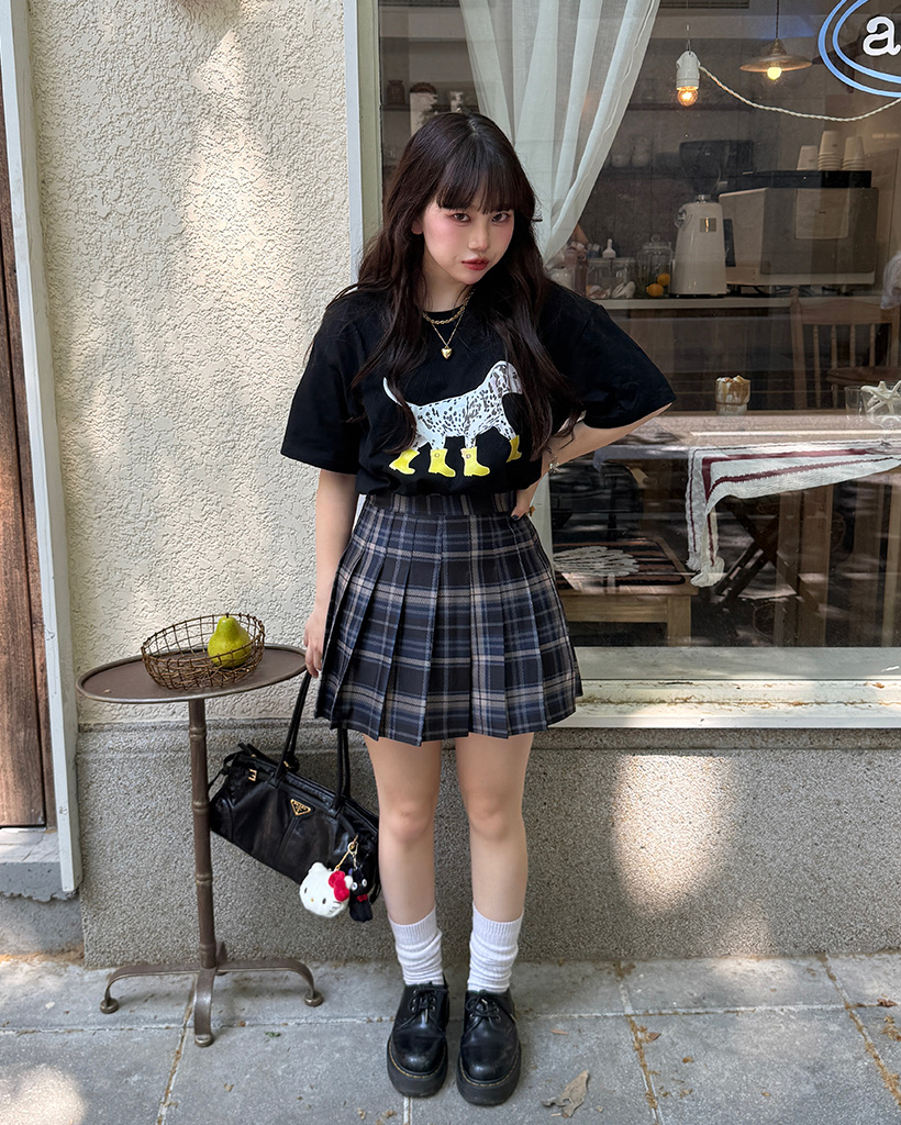 レインブーツパフィープリントハーフスリーブTシャツ