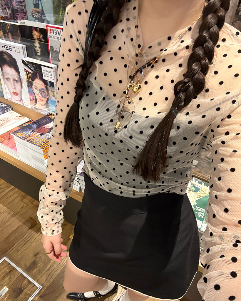 ドットシースルーロングスリーブTシャツ | ファッション通販