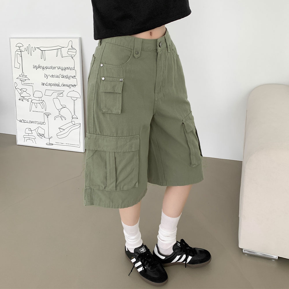 NINEpointNINE ハーフパンツ　カーゴパンツ マルチポケット L セール】【NOWLE】マルチポケット ハーフ カーゴパンツ（カーゴ