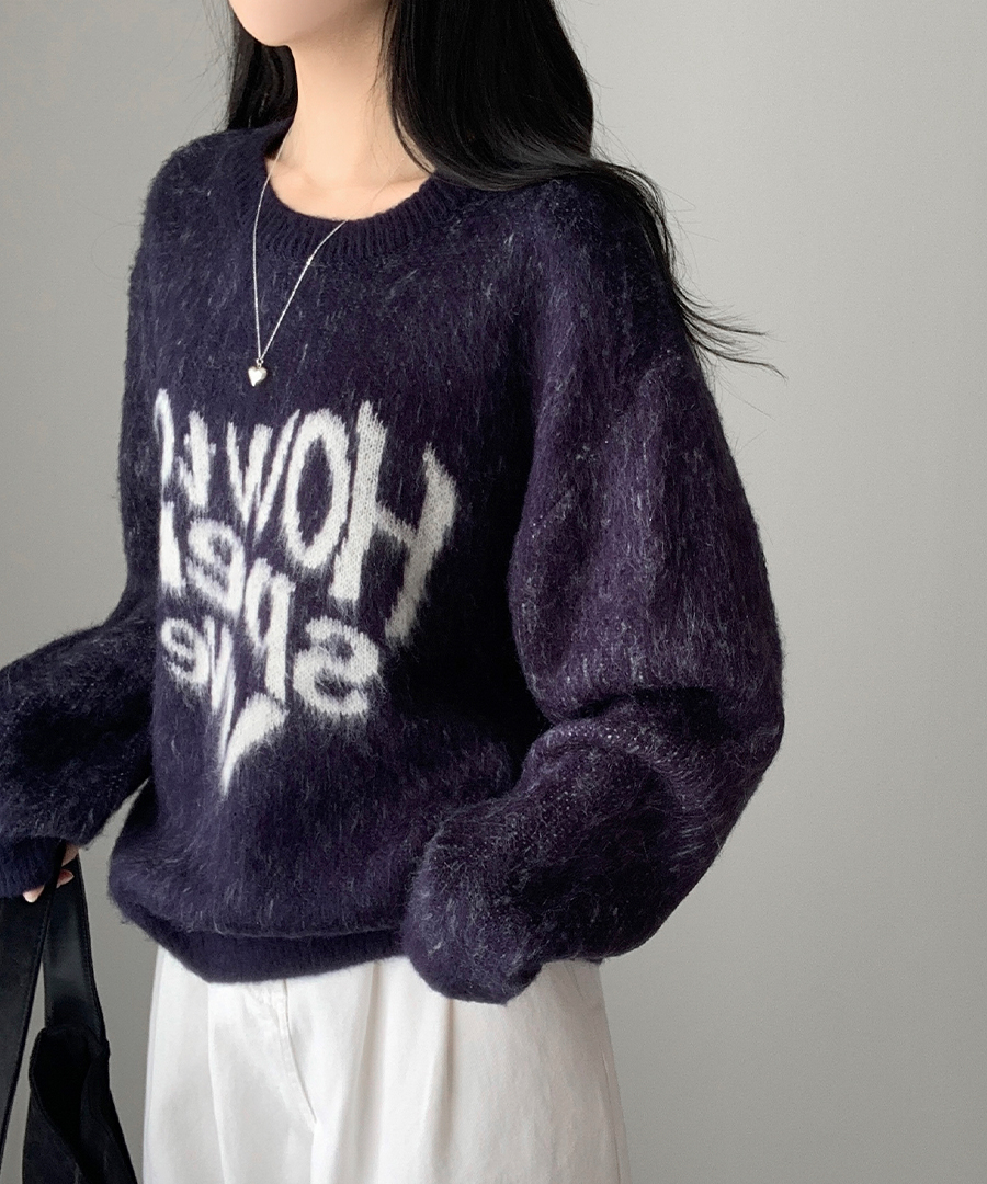 ストリートレタリングアクリルメランジオーバーサイズニット
