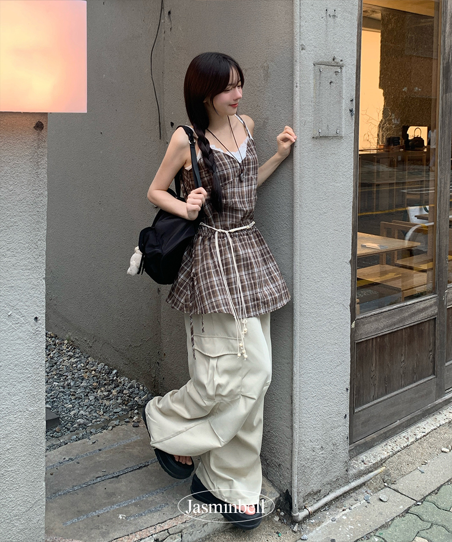 ヴィンテージチェックストラップキャミワンピース