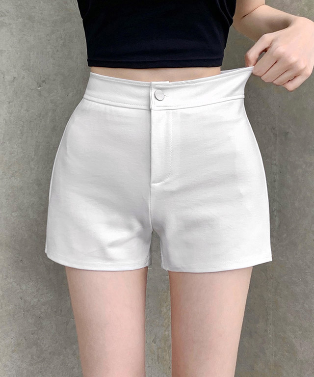 スリムスパンベーシックハイウエストショートパンツ | ファッション