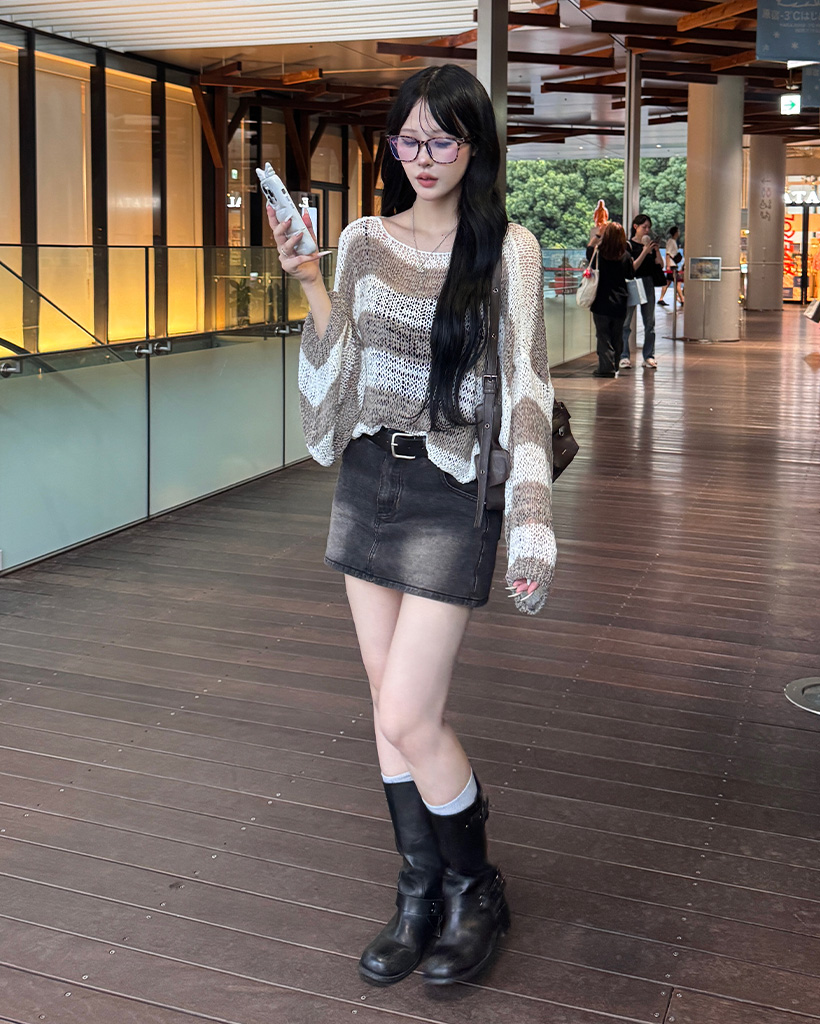 ベルトセット)ウォッシュデニムミニスカート | ファッション通販