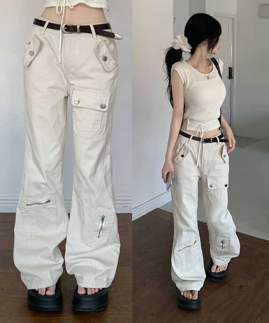 ヴィンテージポケットスリットカーゴセミブーツカットパンツ