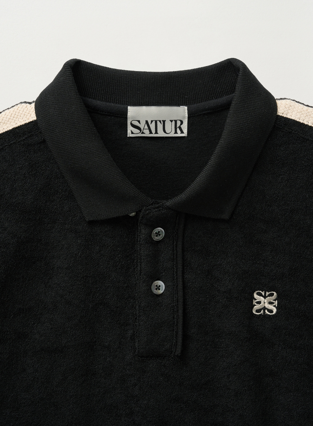 W) Lawton Terry Pique Polo T-Shirt - Black | ファッション