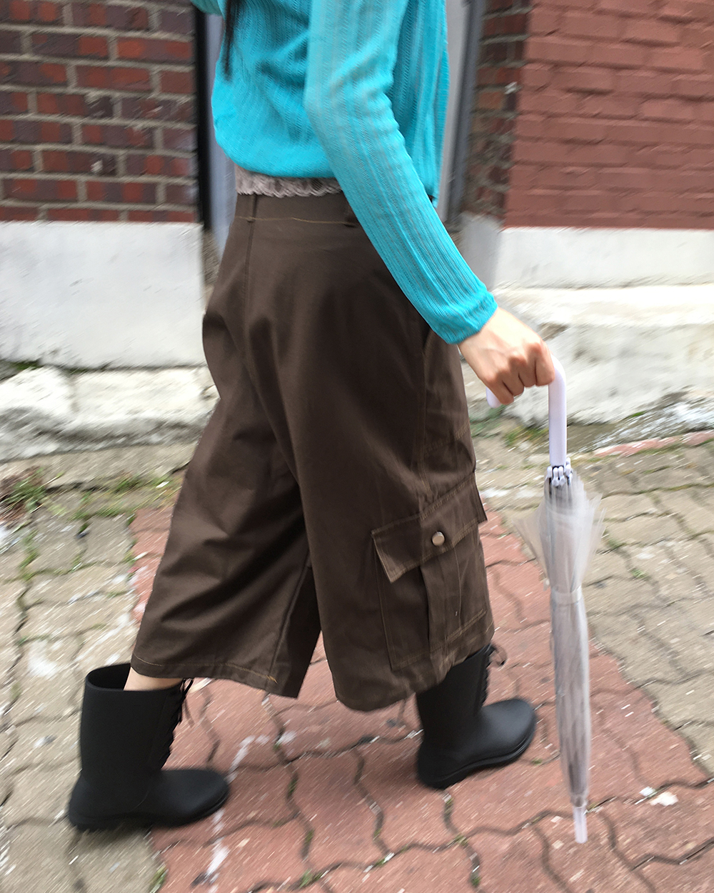 サイドバックルボタンウォッシュタック入りカーゴハーフパンツ
