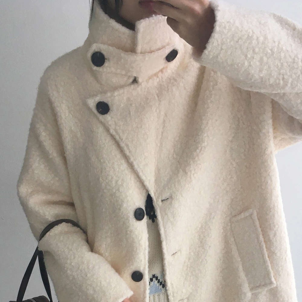 NUGU FRENCH AUBE ウールブークレハーフ冬 カラーコート NUGU FRENCH AUBE ウールブークレハーフ冬 カラーコート 【公式通販】