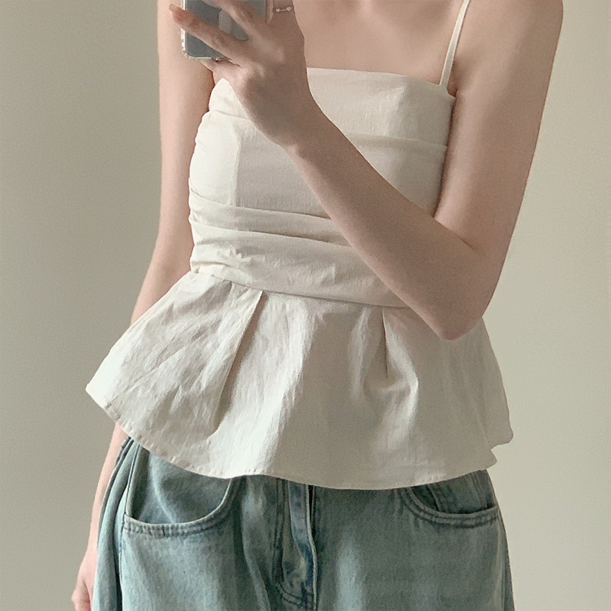 パフキャミソールブラウス フリルキャミソールブラウス クロップド丈 全6色[品番