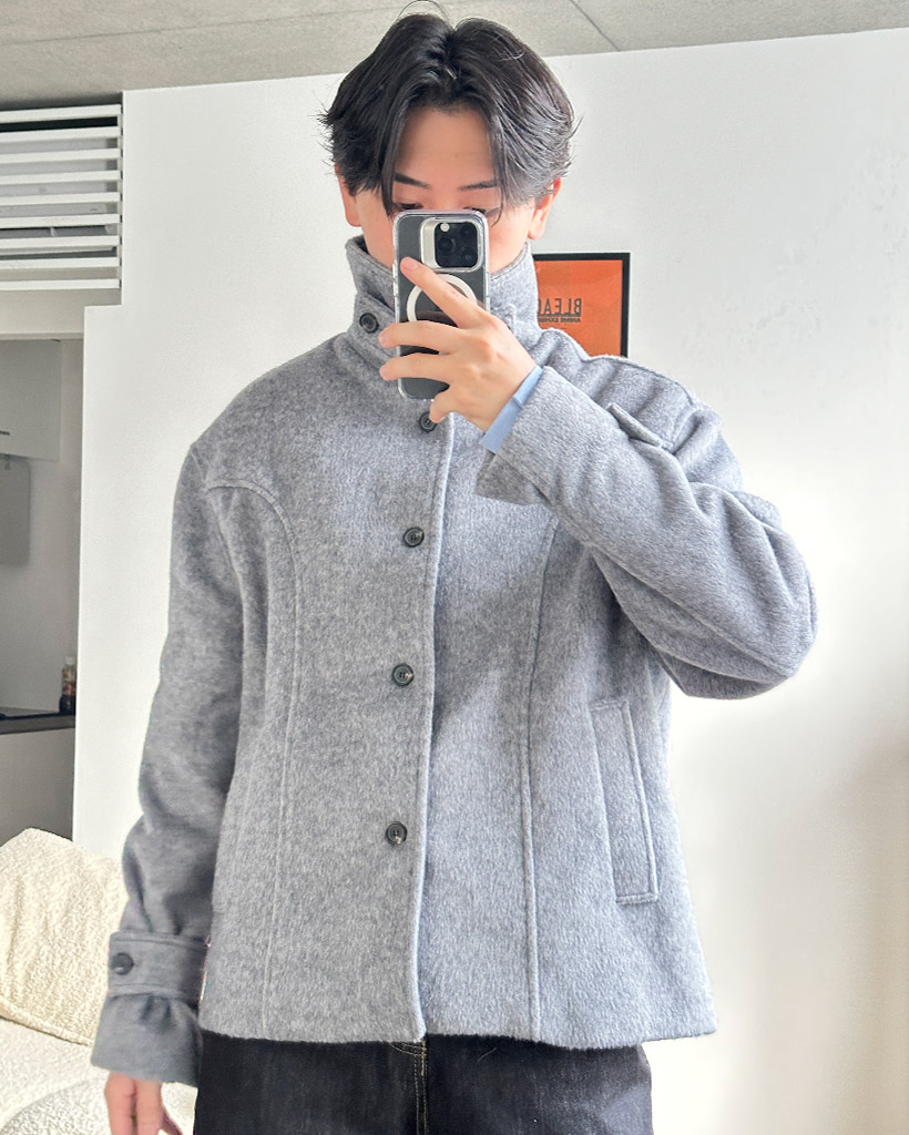 ウールハイネックショートコート