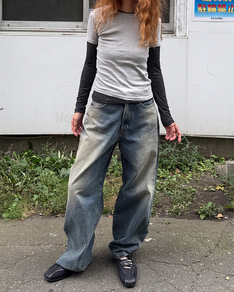 ウォッシュワイドデニムパンツ | ファッション通販サイト NUGU