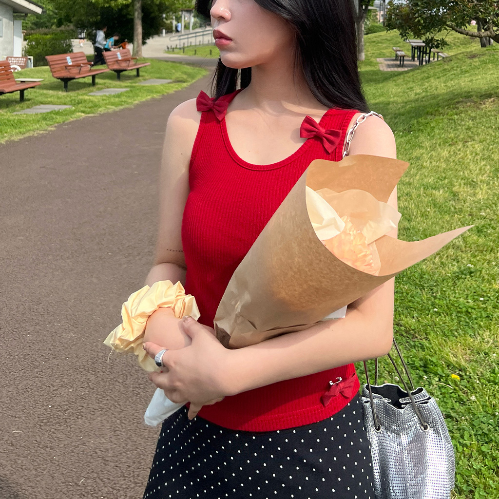 D&G BEACHWEAR ジュース柄 肩紐 リボン タンクトップ ピンク M D&G BEACHWEAR ジュース柄 肩紐 リボン タンクトップ ピンク M