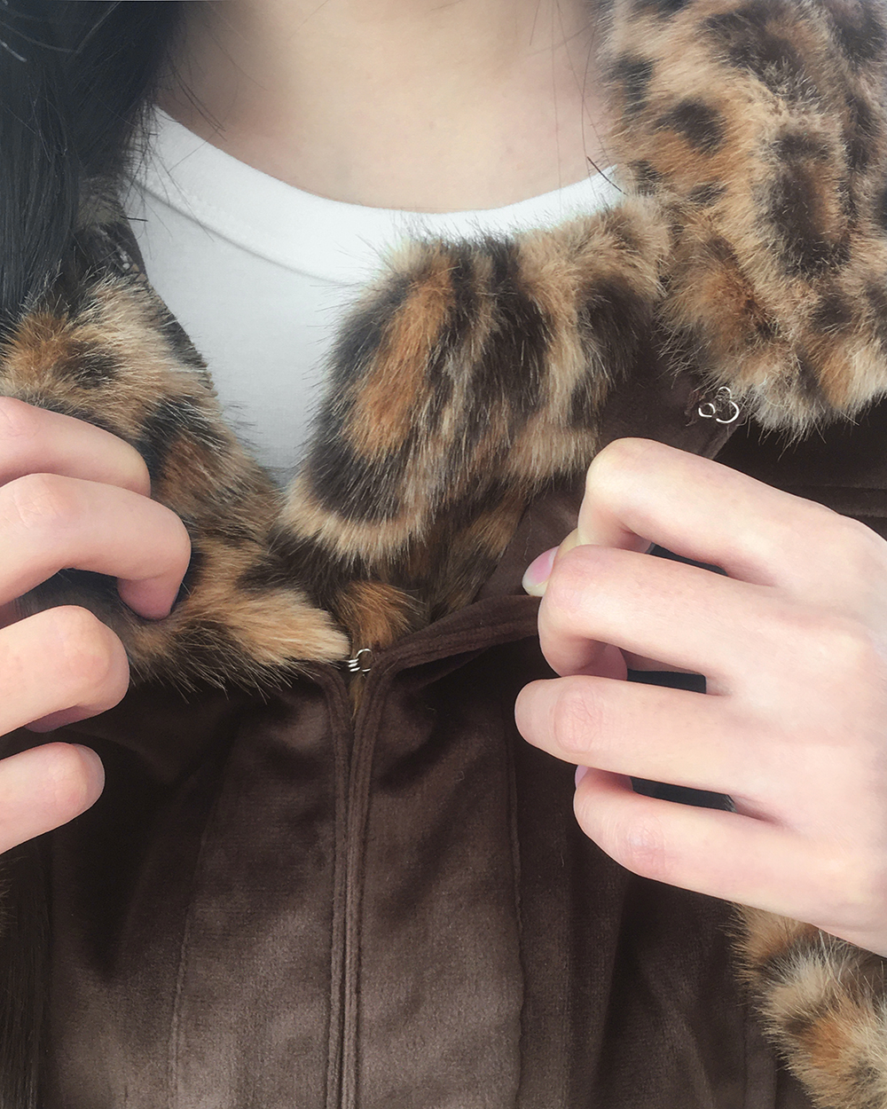 レオパードファーバイカラーコーデュロイジャケット