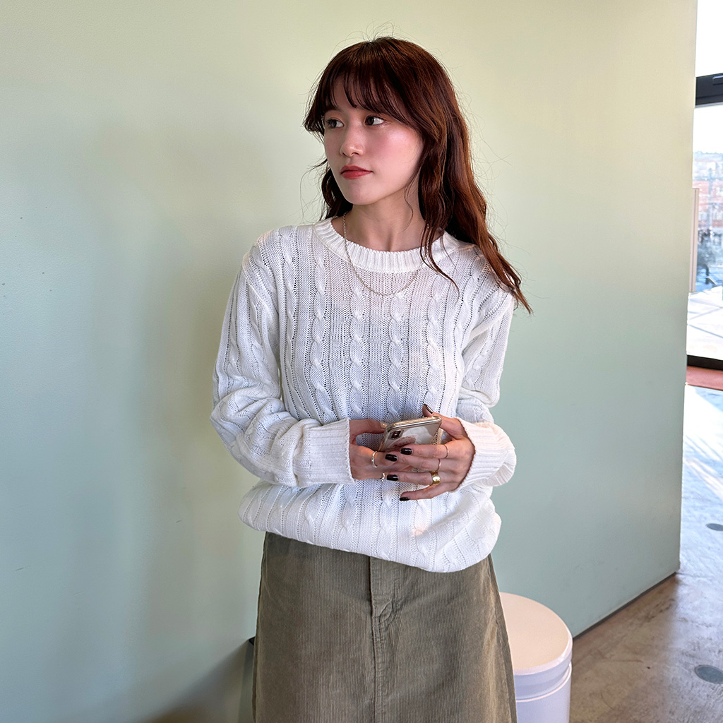 オーバーサイズロゴニット forksy.】オーバーサイズロゴプリントシアーニット forksy