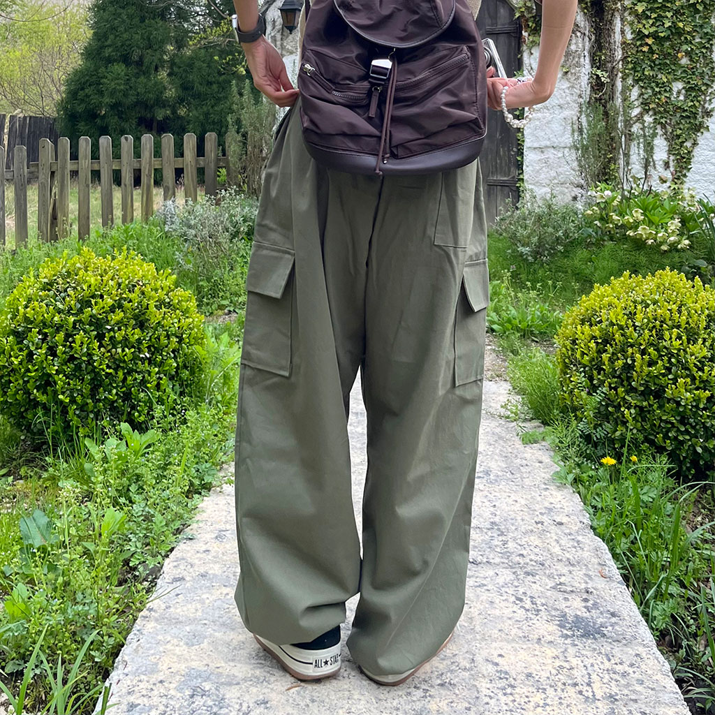 バジーレ28　大きいサイズ　カーゴパンツ　ブラウンカーキ　サイズ13号 ワイドカーゴパンツ【大きいサイズ】 通販【ニッセン】